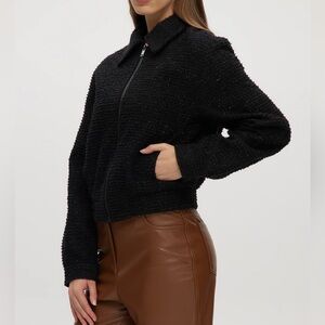 Joie Black elagant structured textured boxy jacket